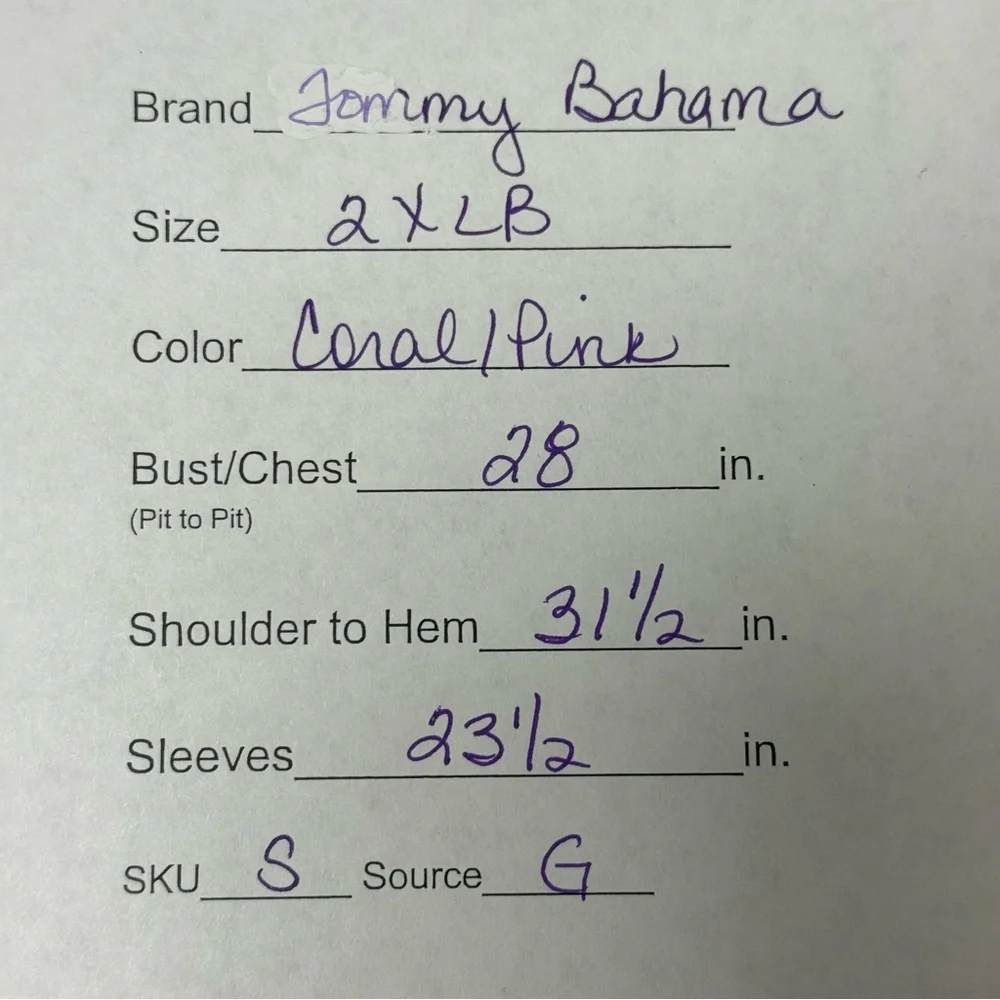 Tommy Bahama 2X Coral Pima Cotton Long Sleeve Pocket Tee Shirt Relaxed Fit - Picture 8 of 8